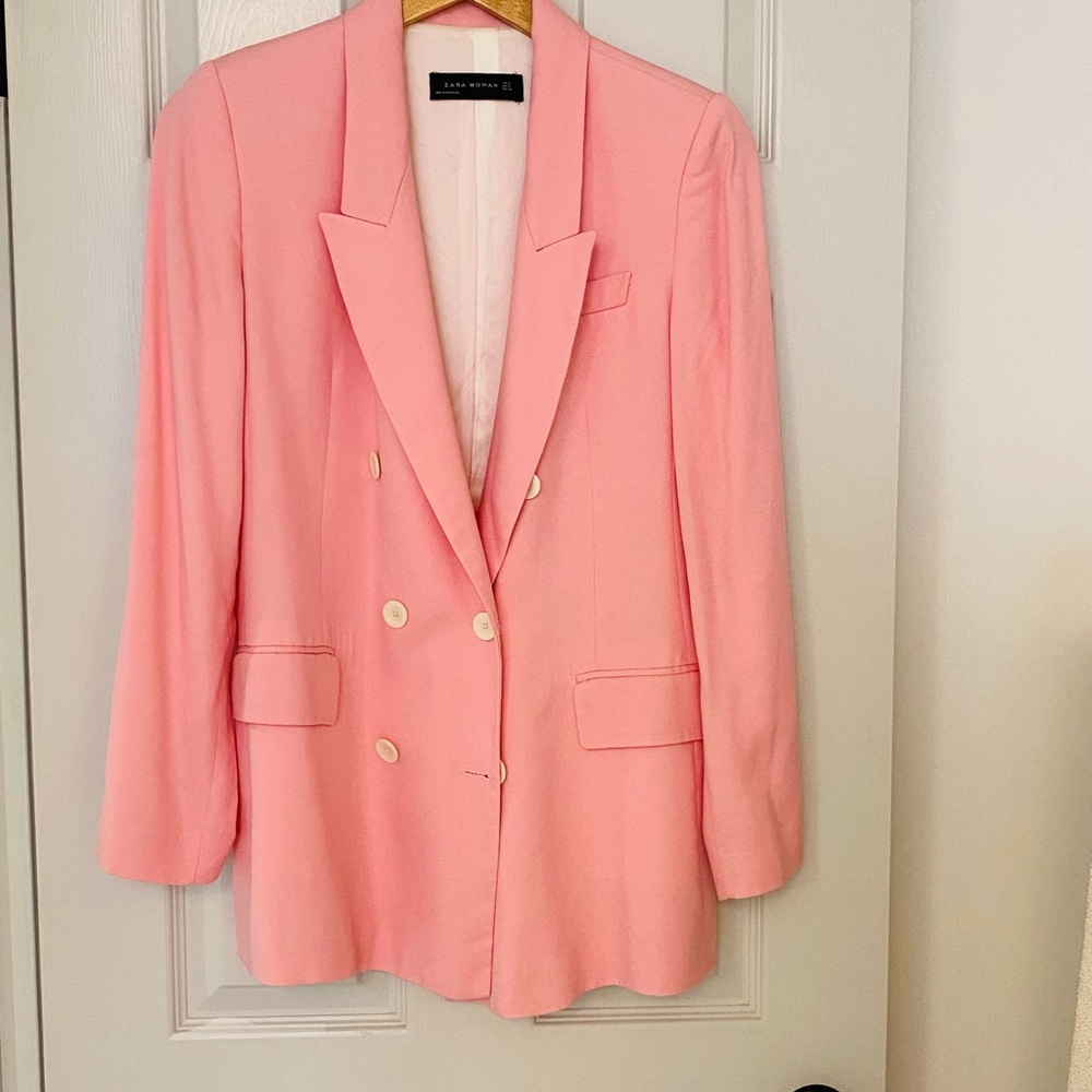 Zara Pink Double-Breasted Blazer